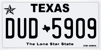 TX license plate DUD5909