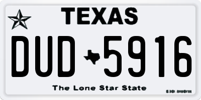 TX license plate DUD5916