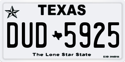 TX license plate DUD5925