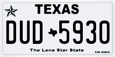 TX license plate DUD5930