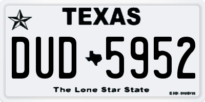 TX license plate DUD5952