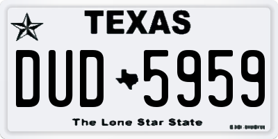 TX license plate DUD5959