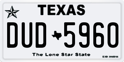 TX license plate DUD5960
