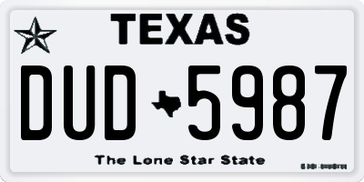 TX license plate DUD5987