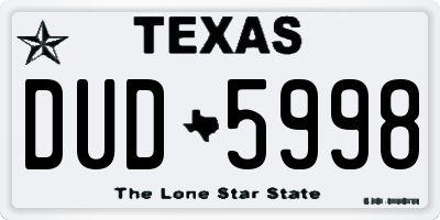 TX license plate DUD5998