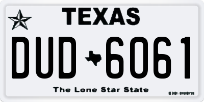 TX license plate DUD6061