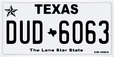 TX license plate DUD6063