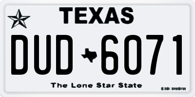 TX license plate DUD6071