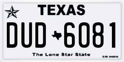 TX license plate DUD6081