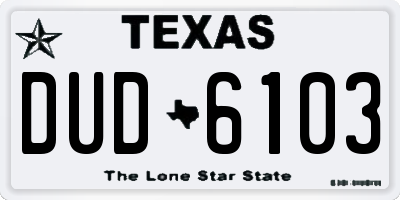 TX license plate DUD6103