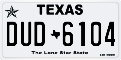 TX license plate DUD6104