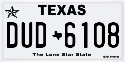 TX license plate DUD6108