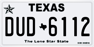 TX license plate DUD6112