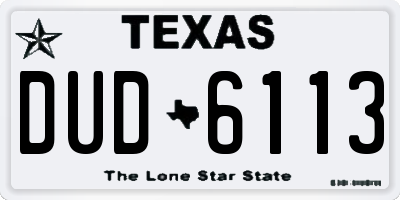 TX license plate DUD6113