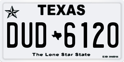 TX license plate DUD6120
