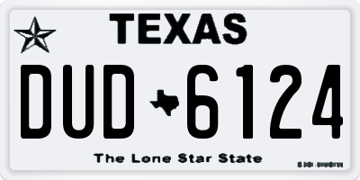 TX license plate DUD6124