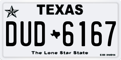 TX license plate DUD6167