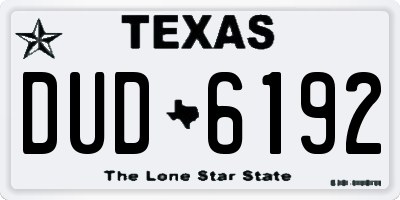 TX license plate DUD6192