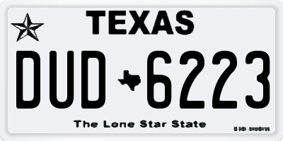 TX license plate DUD6223