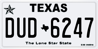 TX license plate DUD6247
