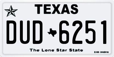 TX license plate DUD6251
