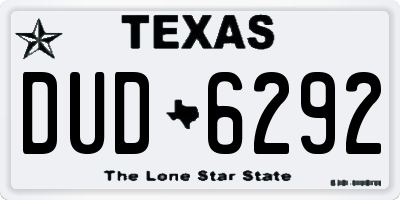 TX license plate DUD6292