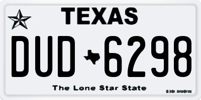 TX license plate DUD6298