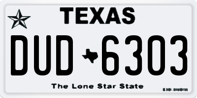 TX license plate DUD6303