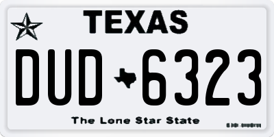 TX license plate DUD6323