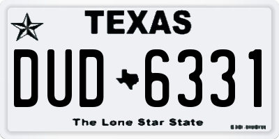 TX license plate DUD6331