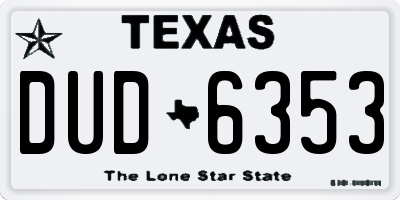 TX license plate DUD6353