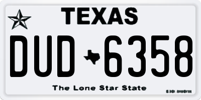 TX license plate DUD6358