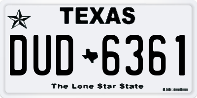 TX license plate DUD6361