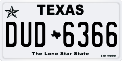 TX license plate DUD6366