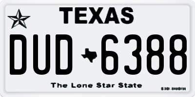 TX license plate DUD6388