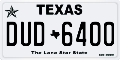TX license plate DUD6400