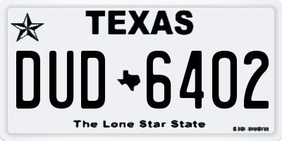 TX license plate DUD6402
