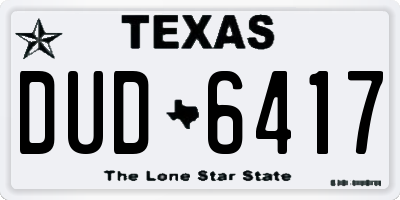 TX license plate DUD6417