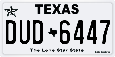 TX license plate DUD6447