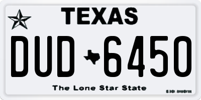 TX license plate DUD6450