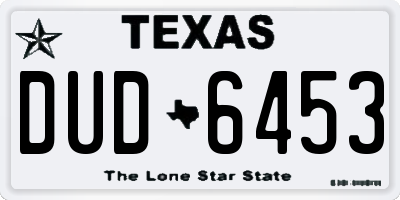 TX license plate DUD6453