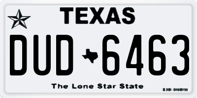 TX license plate DUD6463