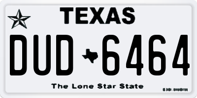 TX license plate DUD6464