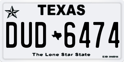 TX license plate DUD6474