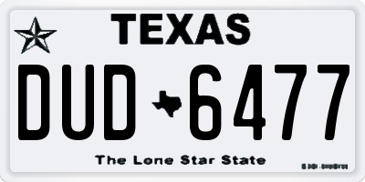 TX license plate DUD6477