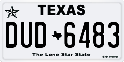 TX license plate DUD6483