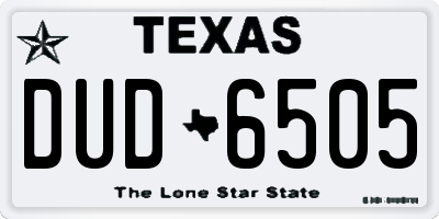 TX license plate DUD6505
