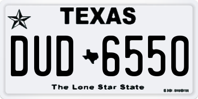 TX license plate DUD6550