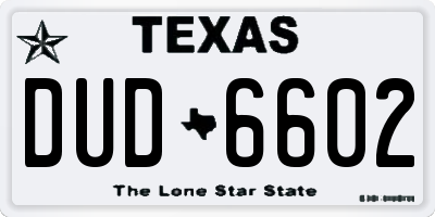TX license plate DUD6602