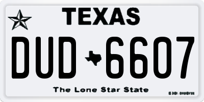 TX license plate DUD6607